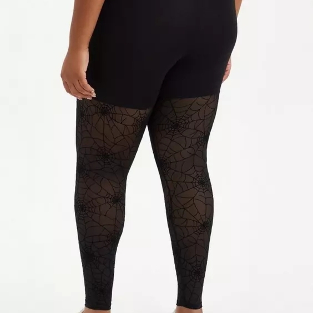 NWOT Torrid Full-Length Flocked Legging- Spider Web- Size 2x - Picture 2 of 9